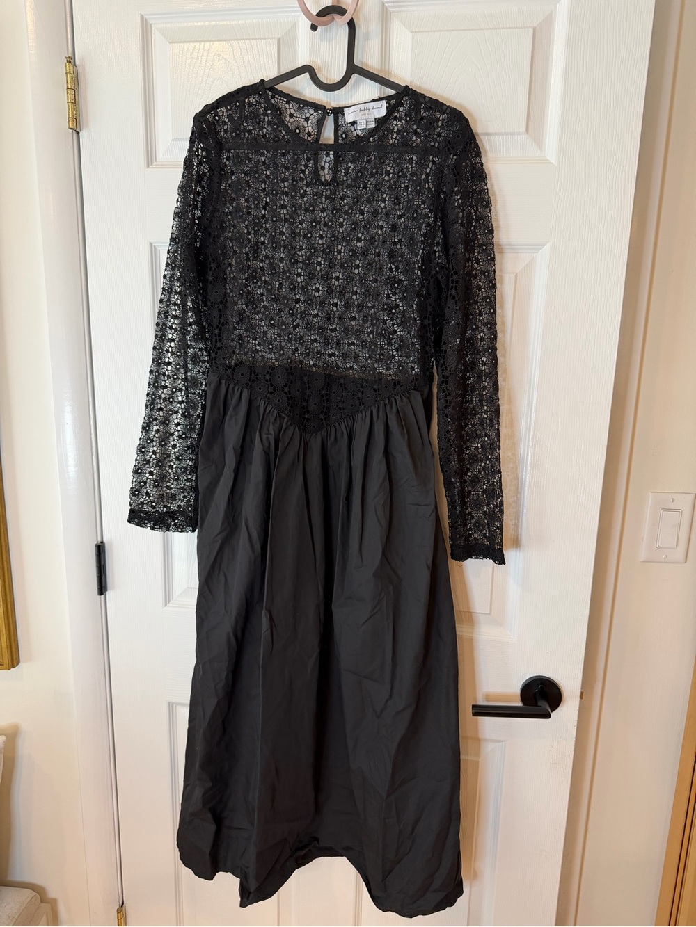 Never Fully Dresssed Black Lace Bodice Long Sleeve Dress